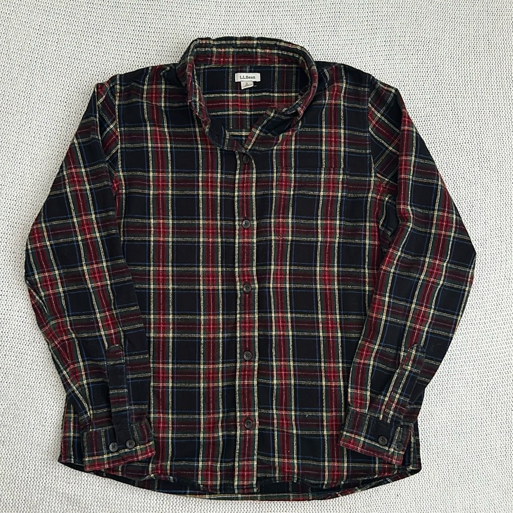 LL Bean 100% Cotton Plaid Button Down Shirt Size Small